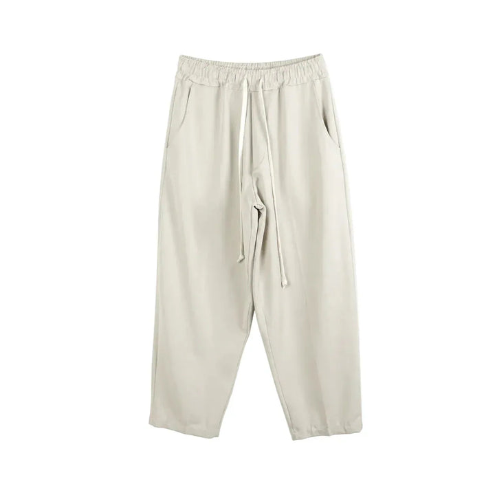 Pantaloni wide leg bej pentru bărbați, vedere frontală pe fundal alb