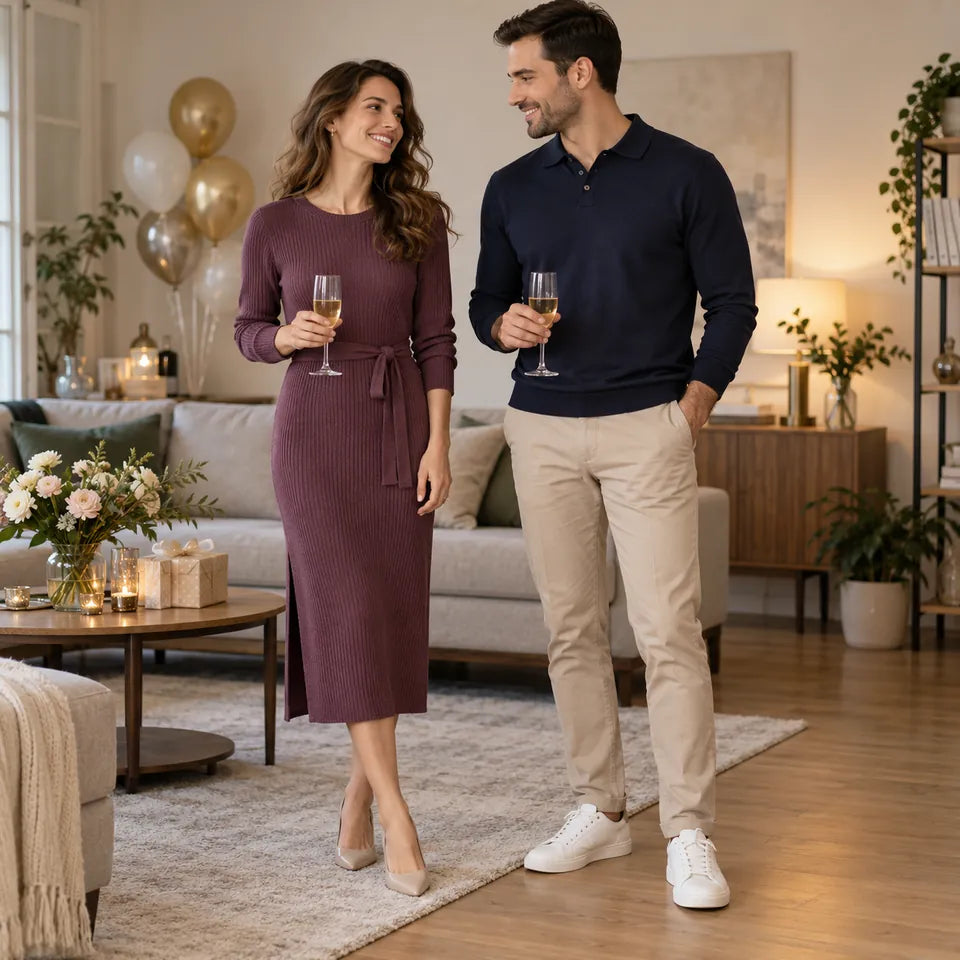 Kényelmes és elegáns szettek névnapra otthonra, kötött ruhával és pólónadrággal.