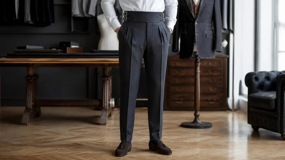Мъжки панталон Gurkha Tailored с висока талия и странични катарами