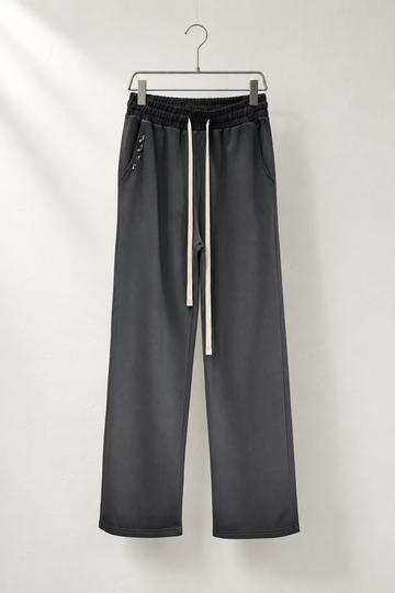Pantaloni Bărbați Negri Largi cu Inele Decorative - BM-230